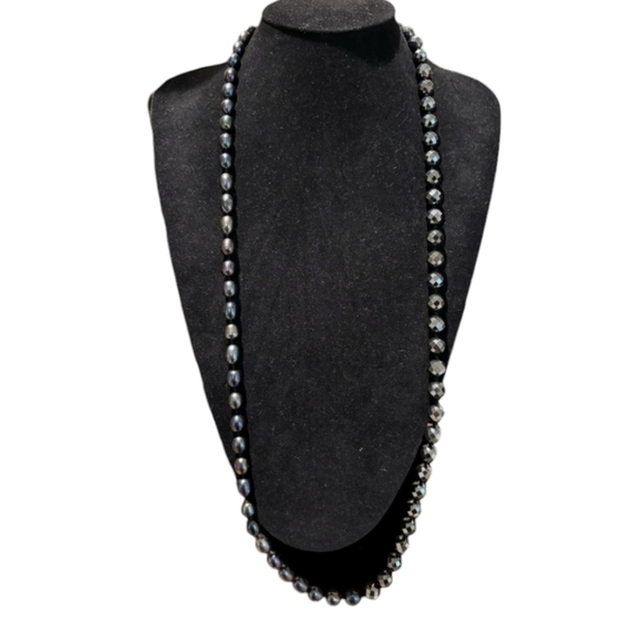 Anthology 925 Sterling Silver Clasp Faceted Hematite Pearl Beaded Long Necklace - Picture 11 of 11